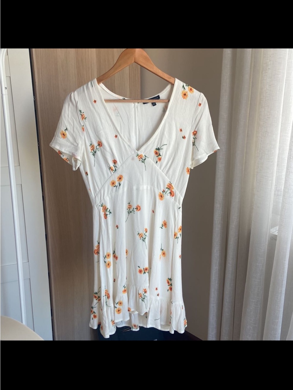 Kendall & Kylie White Mini Dress with Orange Floral Print